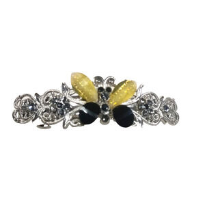 Butterfly Silver Tone Filagree Lace Design Hair Barrette Tension Clip